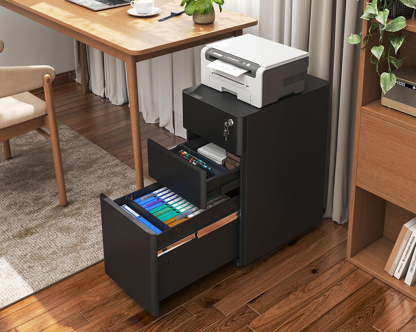 File Cabinet for Home Office, Fully Assembled Filing Cabinet