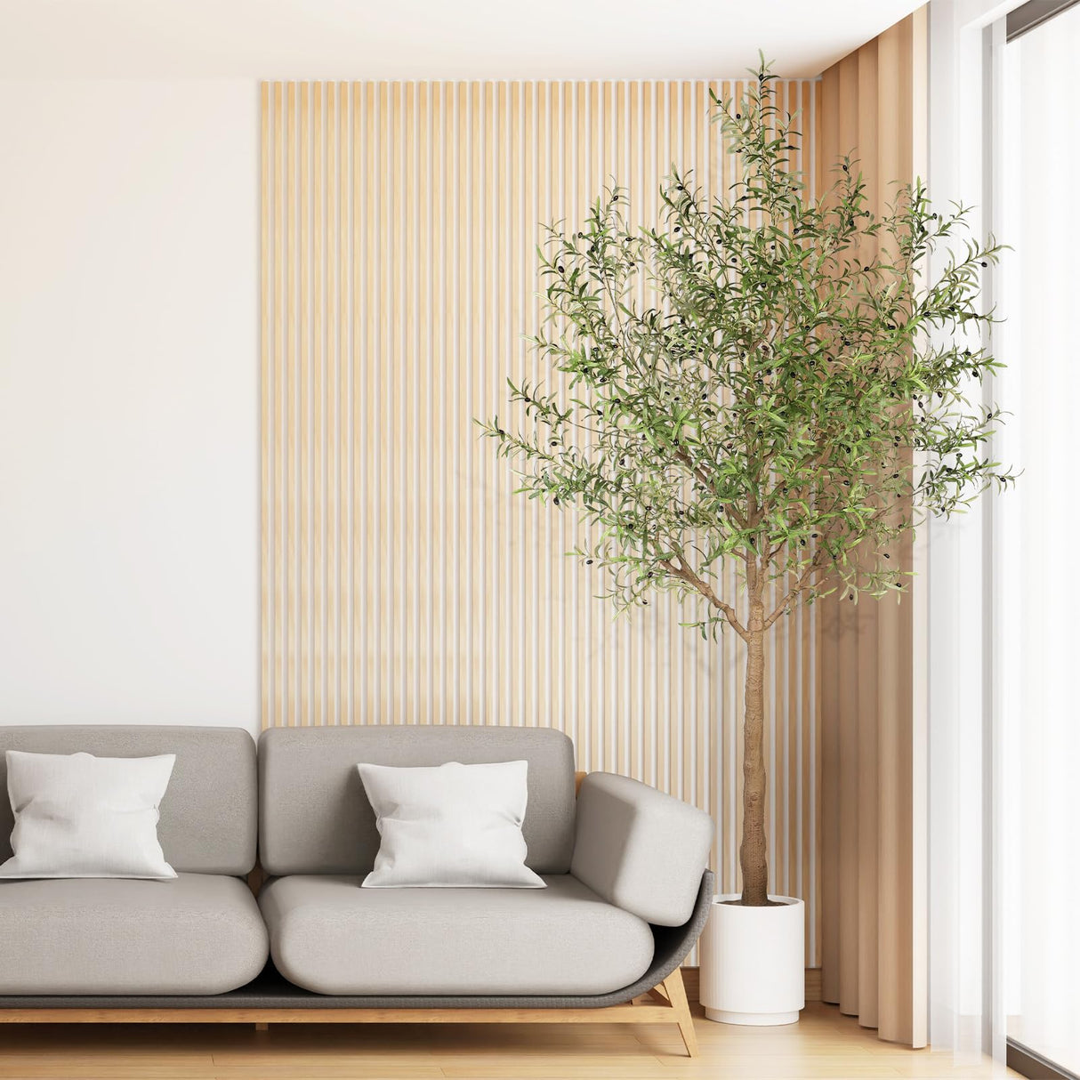 Faux Olive Tree 10ft - Tall Artificial Olive Tree 10 Feet Indoor - Large Fake Plants Olive