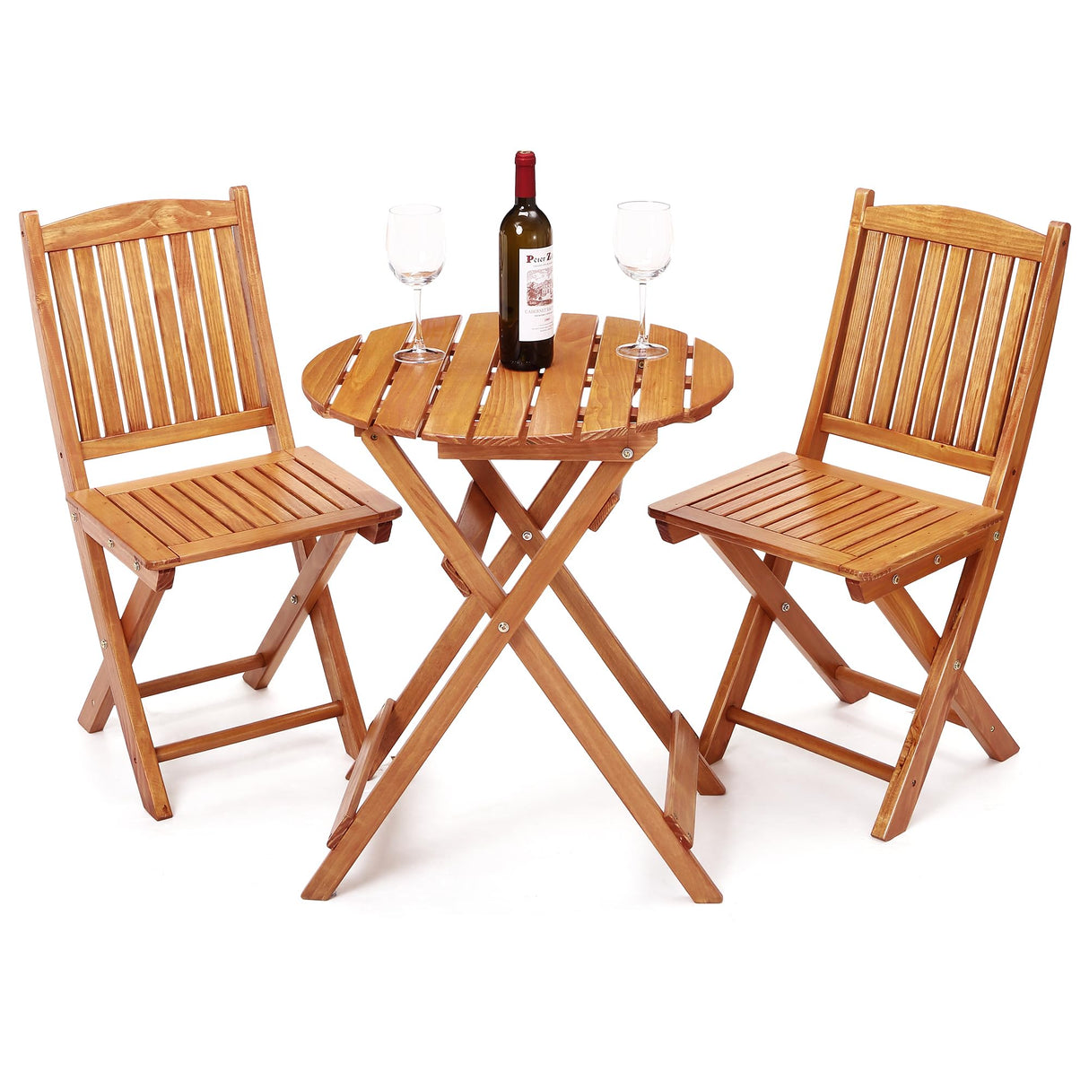Foldable Patio Bistro Set - 2-Person Outdoor Table and Chairs for Balcony, Deck & Poolside