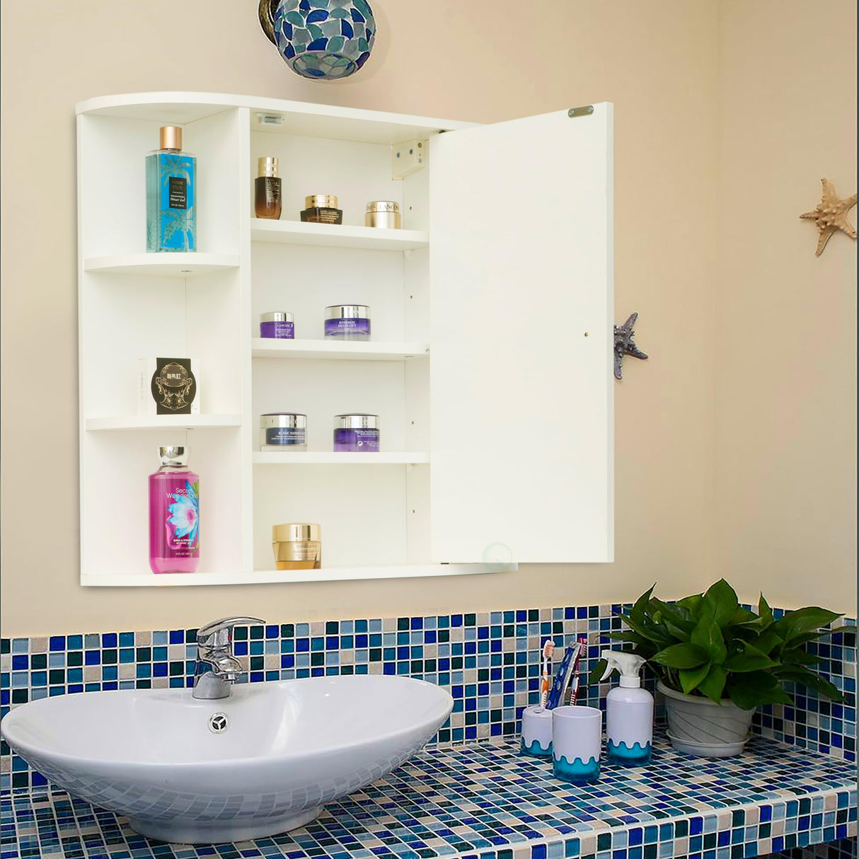 Assembled and Ready for Installation Multifunctional White Wall Mount Medicine Cabinet