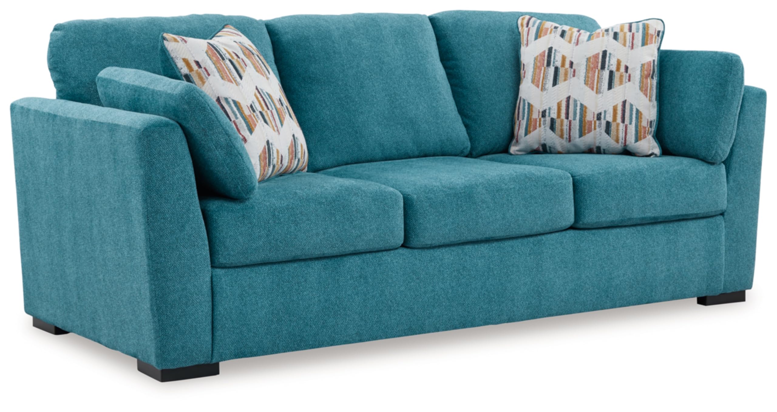 Keerwick Scandinavian Sofa with 4 Toss Pillows, Blue