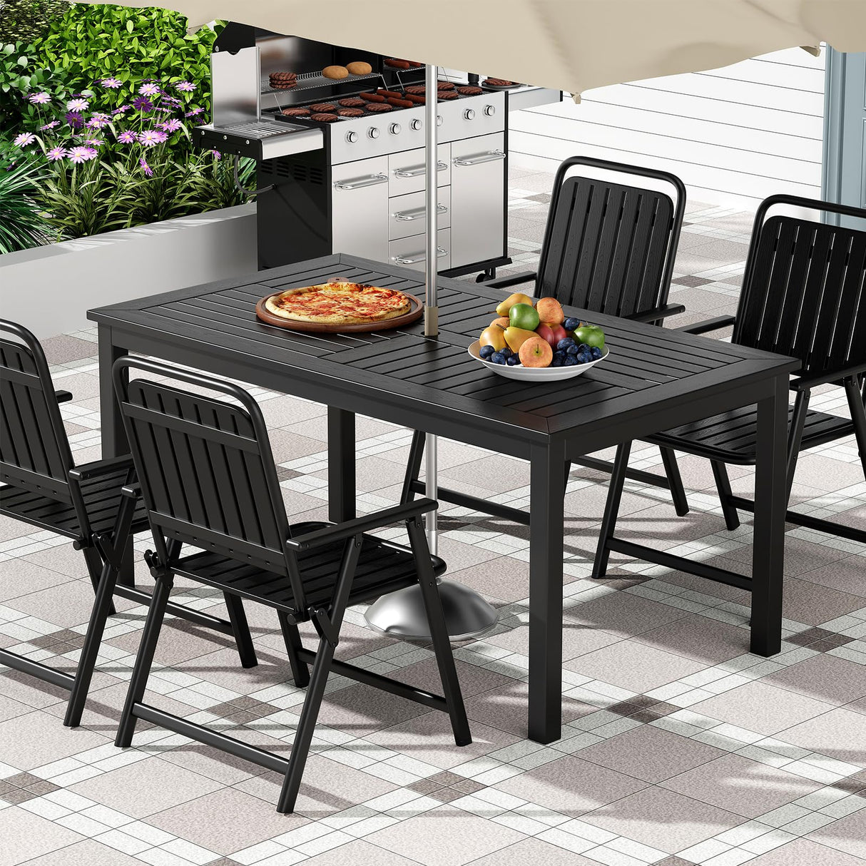 Patio Dining Set, 5 Pieces Outdoor Table and Chairs