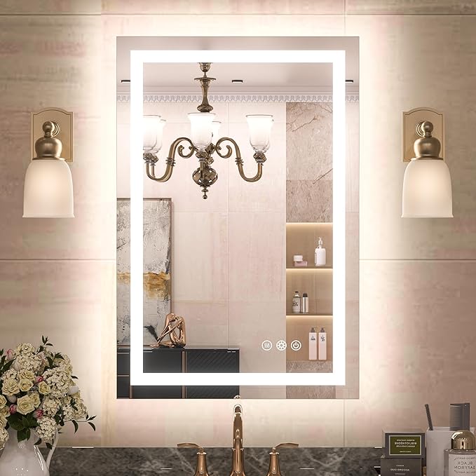 Bathroom Mirror with Lights Frontlit & Backlit Lighted Vanity Mirror