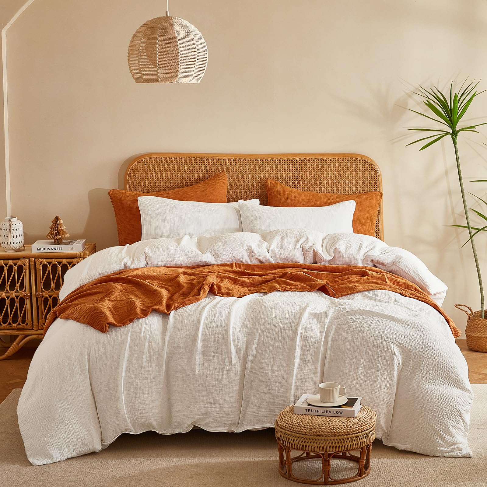 Muslin Duvet Cover Set, 100% Washed Cotton Duvet Cover Queen Size