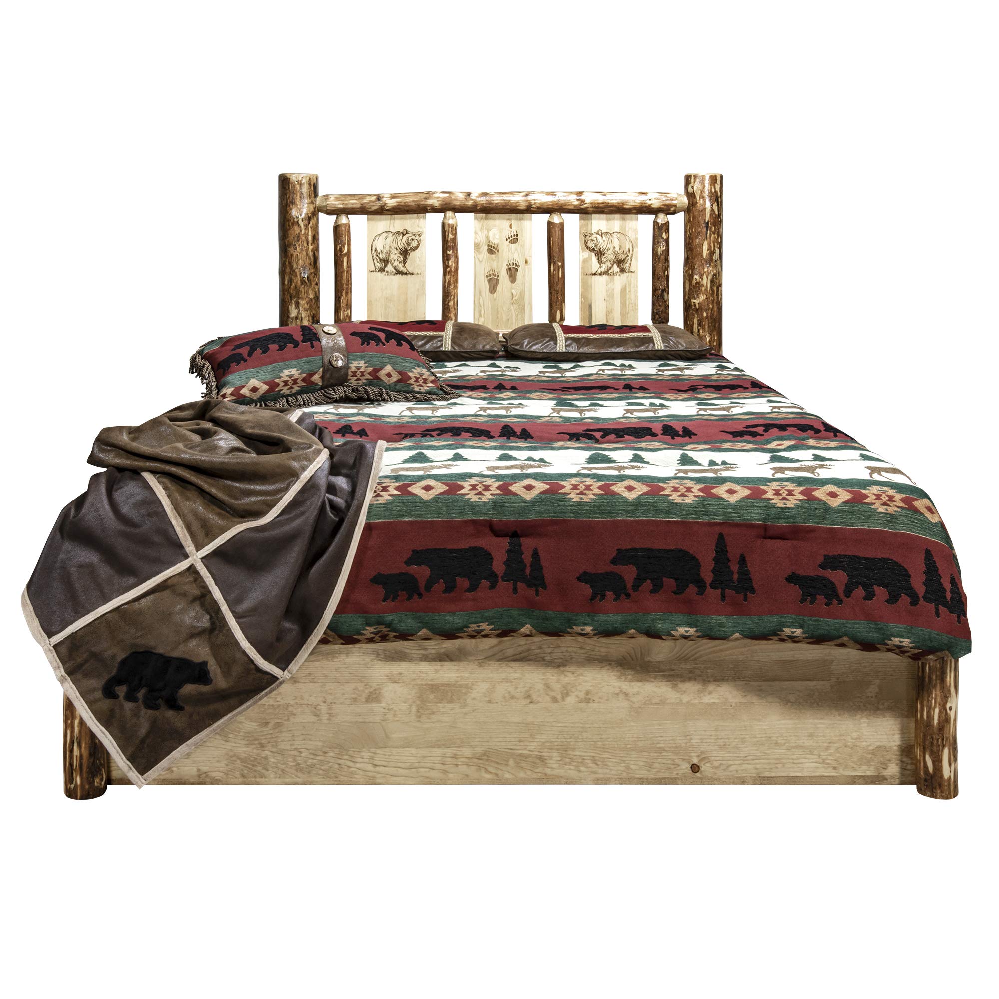 Glacier Country Collection King Bed Platform, (U.S. Standard), Stain & Clear Lacquer Finish