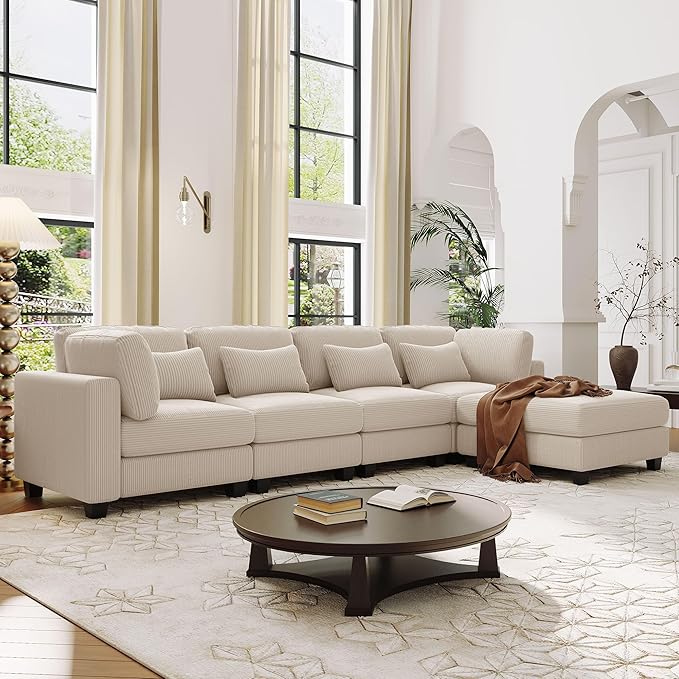 L Shaped Sectional Couch with Ottoman,Modular Sectional Sofa