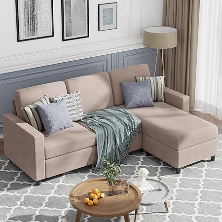 79" Convertible Sectional Sofa Couch, L Shaped Couch with Linen Fabric