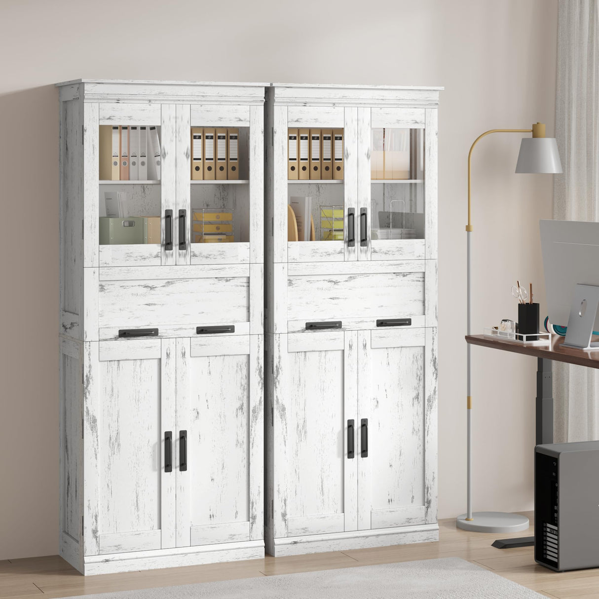Bathroom Cabinet, Tall Storage Cabinet with Doors and Adjustable Shelf, Freestanding Floor