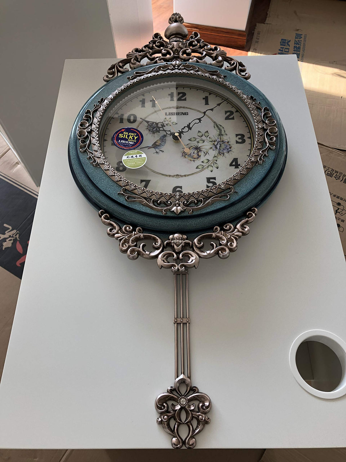 Elegant, Traditional, Decorative, Hand Painted Modern Grandfather Wall Clock Fancy