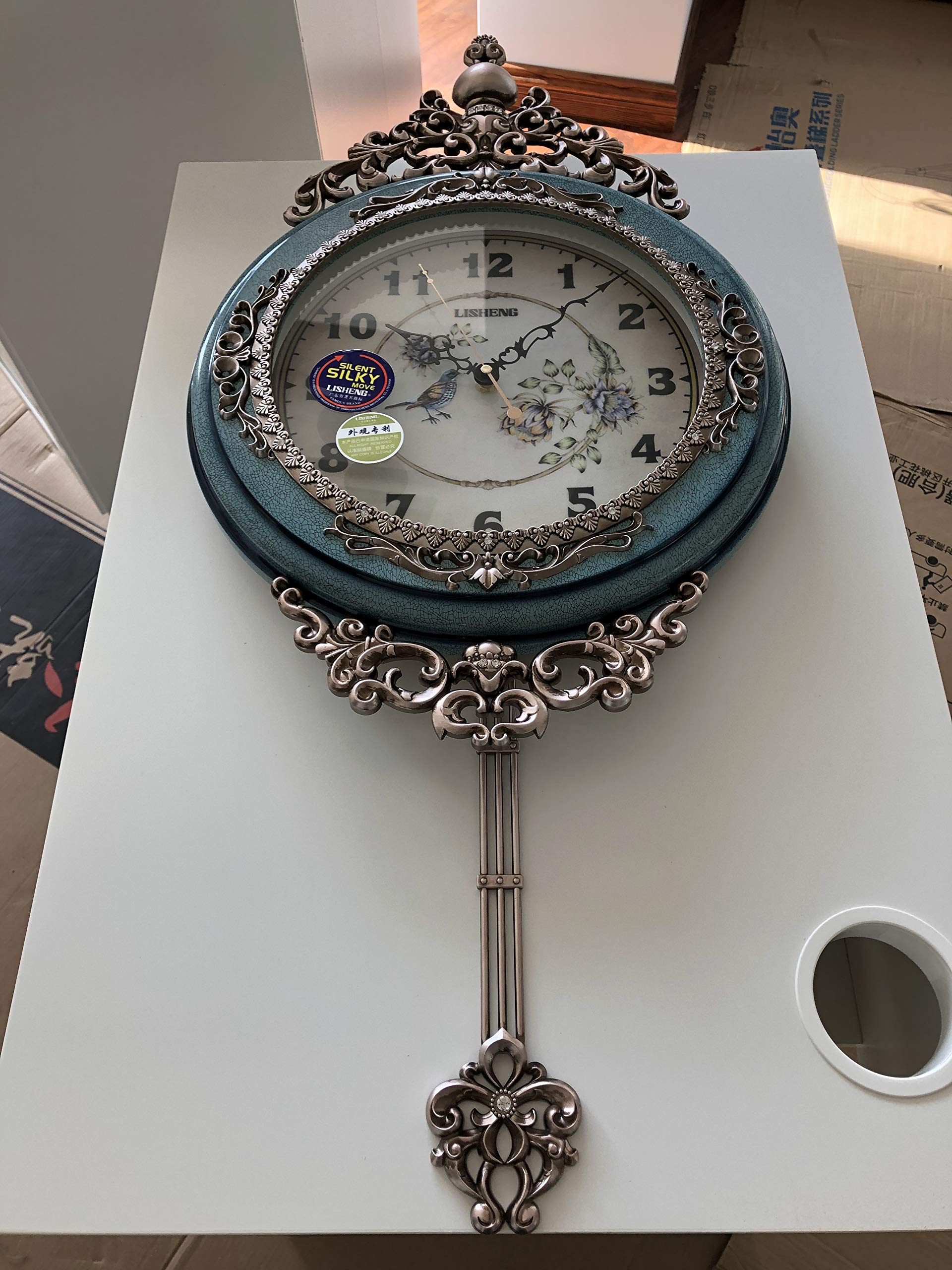 Elegant, Traditional, Decorative, Hand Painted Modern Grandfather Wall Clock Fancy