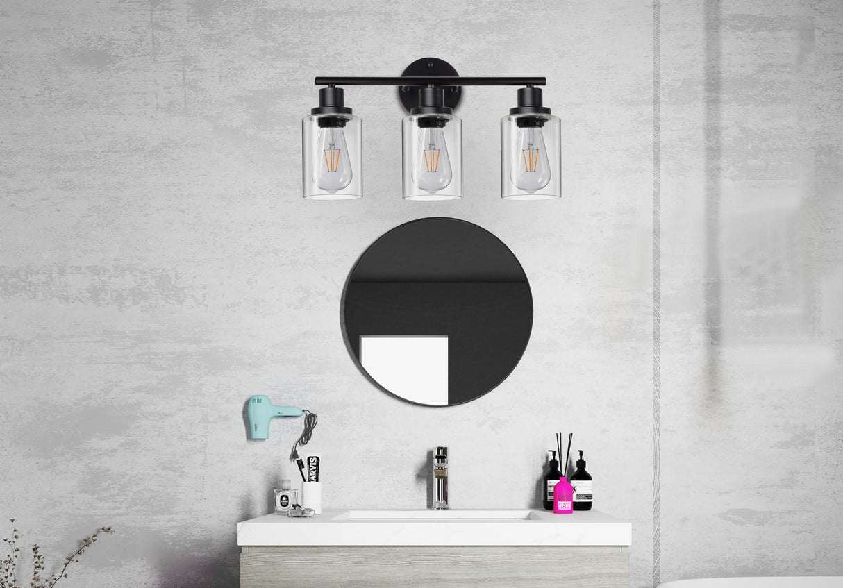 3 Light Bathroom Light Fixtures(Bulbs Included.),Black Vanity Lights