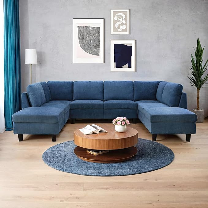 Versani Oversized U-Shaped Modular Sectional Couch – 8-Seater, Flannel Upholstery