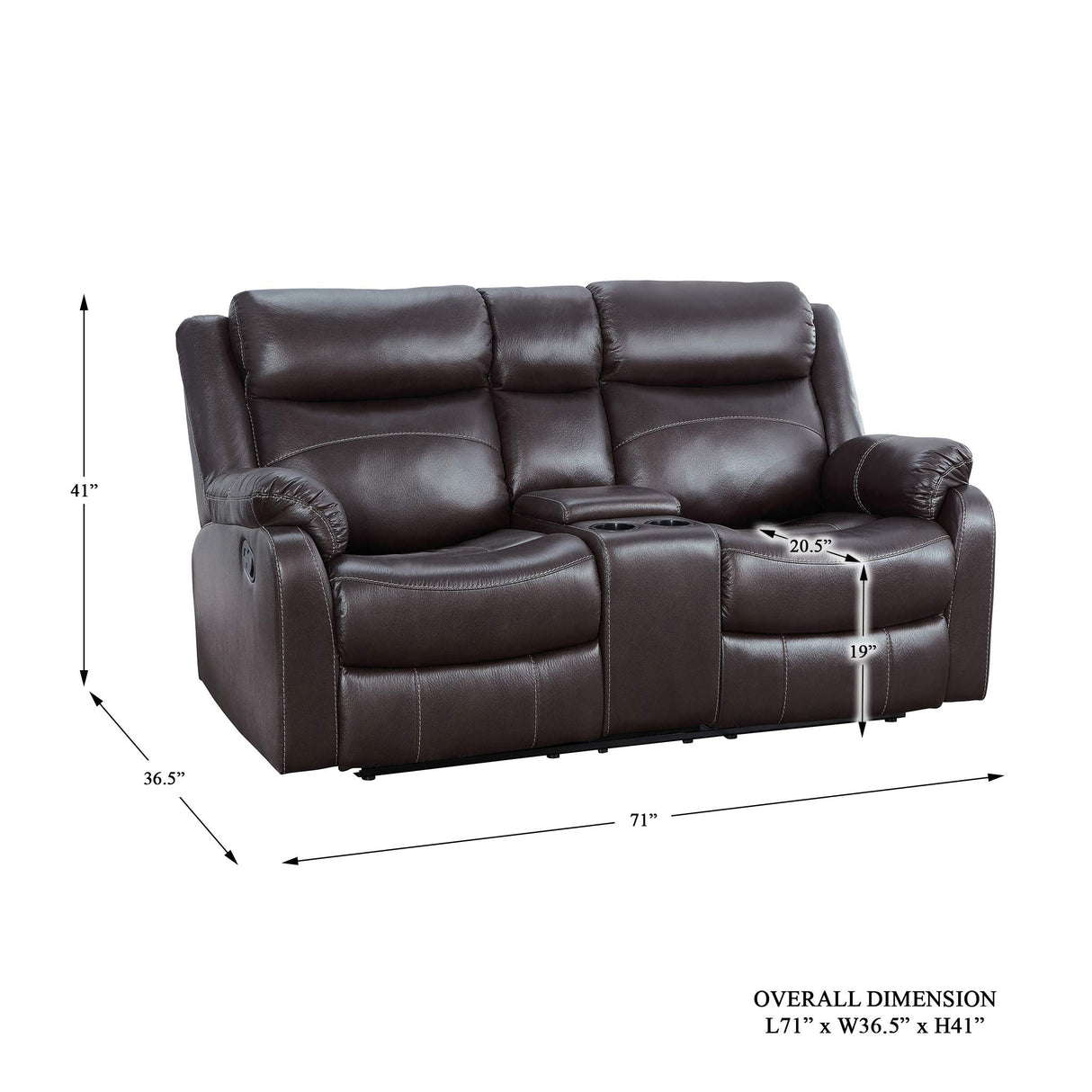 70" Microfiber Double Reclining Loveseat W, Dark Brown