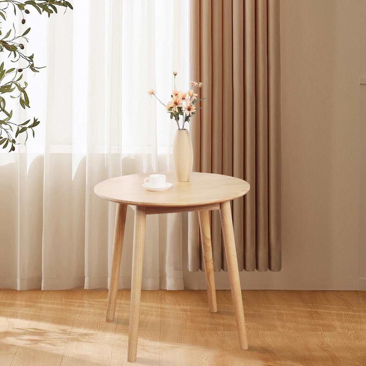 Small Round Dining Table for 2 - 28.3" Rustic Wood Kitchen Table