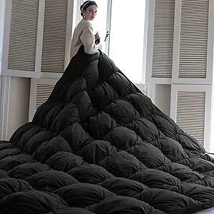 Pinch Pleat Goose Down Feathers Comforter Twin Size All Season-Ultra Soft and Cozy