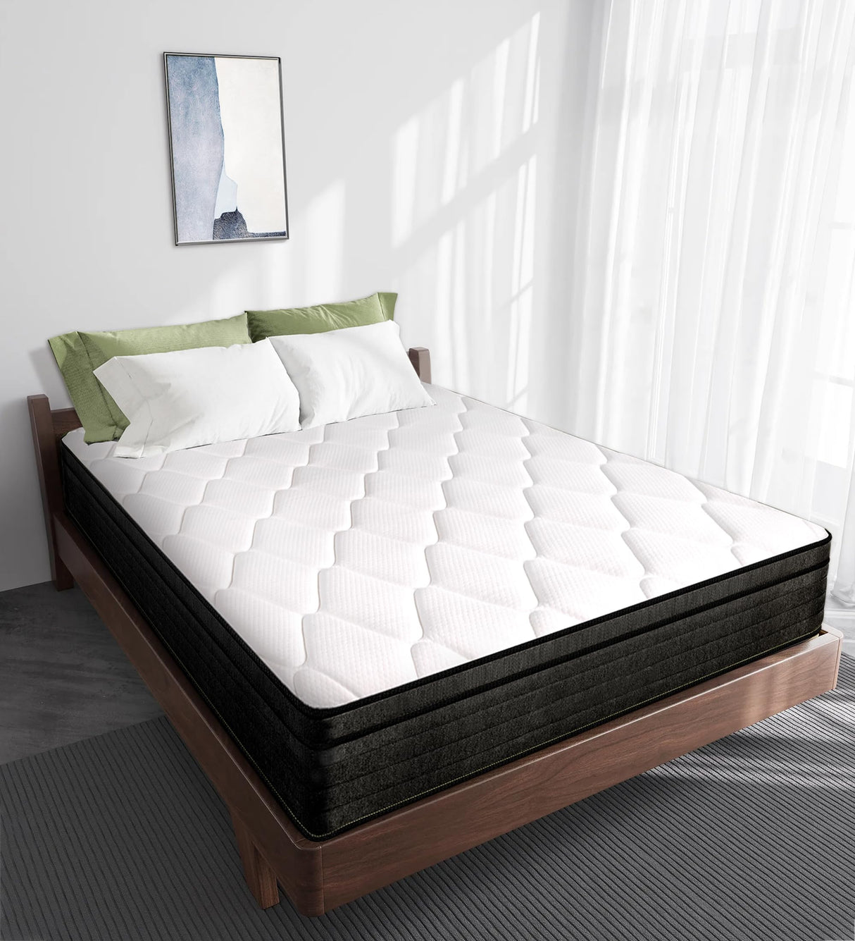 Full Size Mattress, Full Hybrid 12-inch Mattress in a Box, Memory Foam & Individually