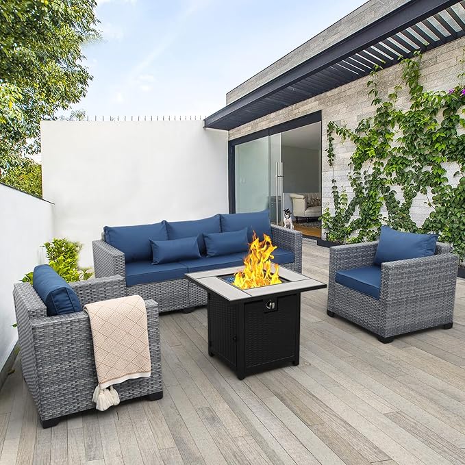 4 Piece Wicker Patio Furniture Sets Outdoor Conversation Set PE Rattan Sectional