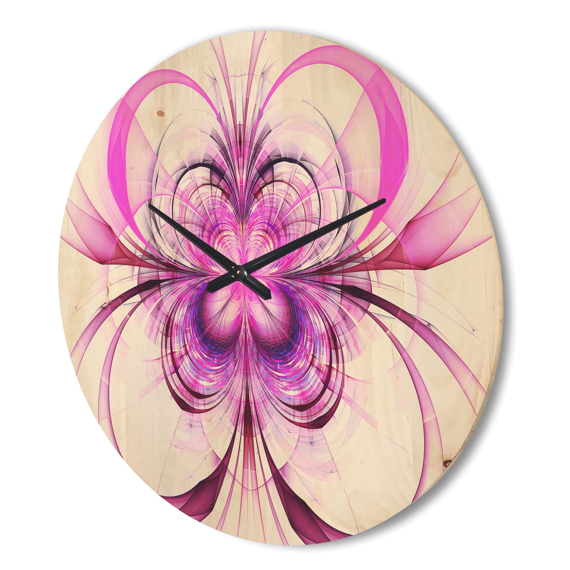 Fractal Purple Flower Pattern ' Modern Wood Wall Clock Large Decorative Modern