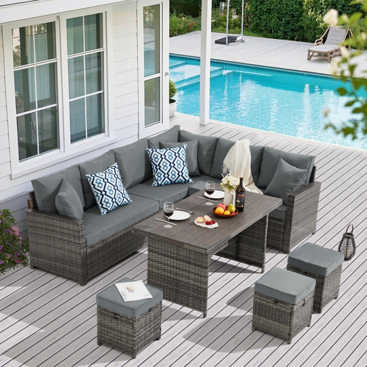 7 Pieces Patio Furniture Sets,Outdoor Furniture Set with Dining Table