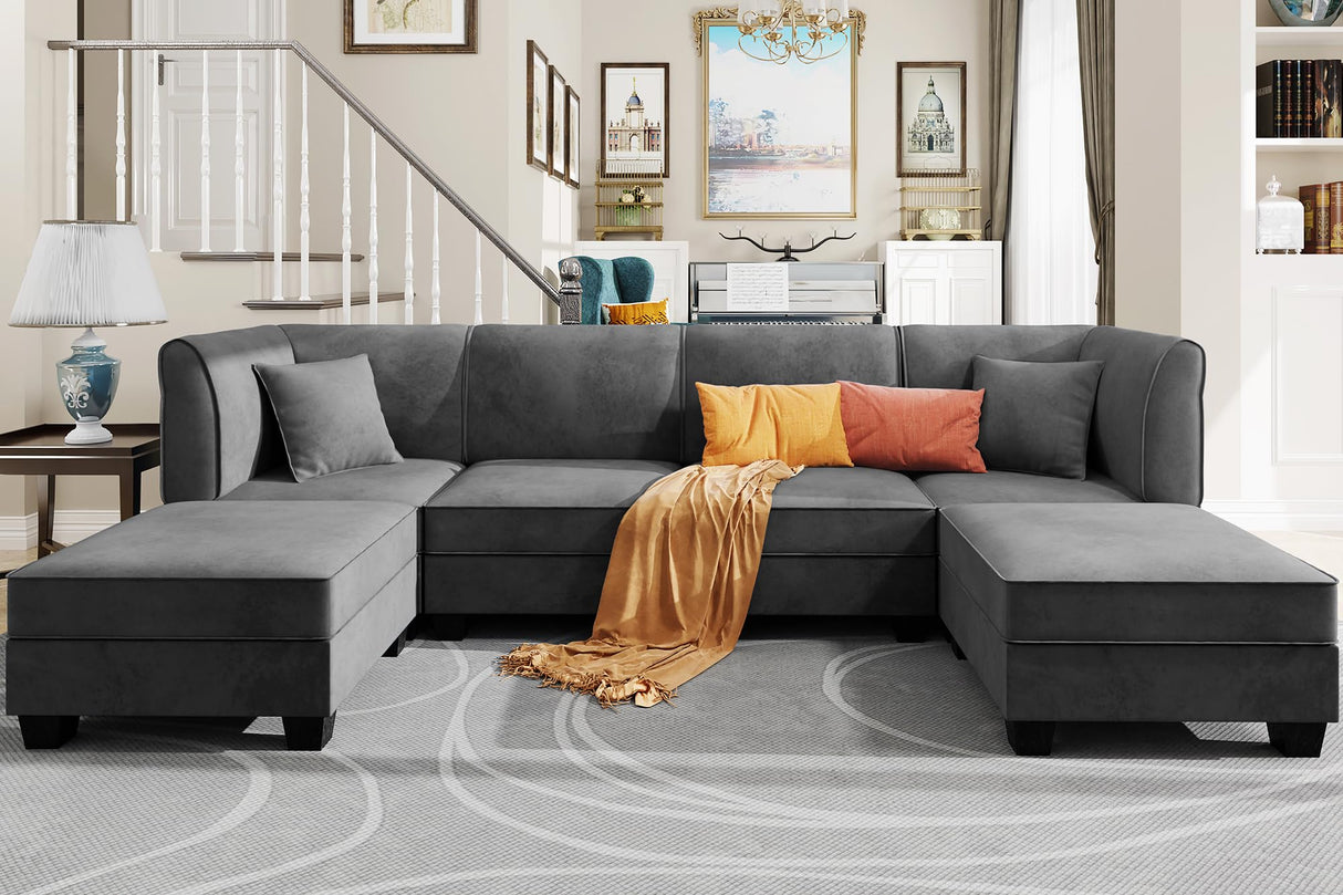 6 Pieces Sectional Couch Modular Sofa with Reversible Chaise