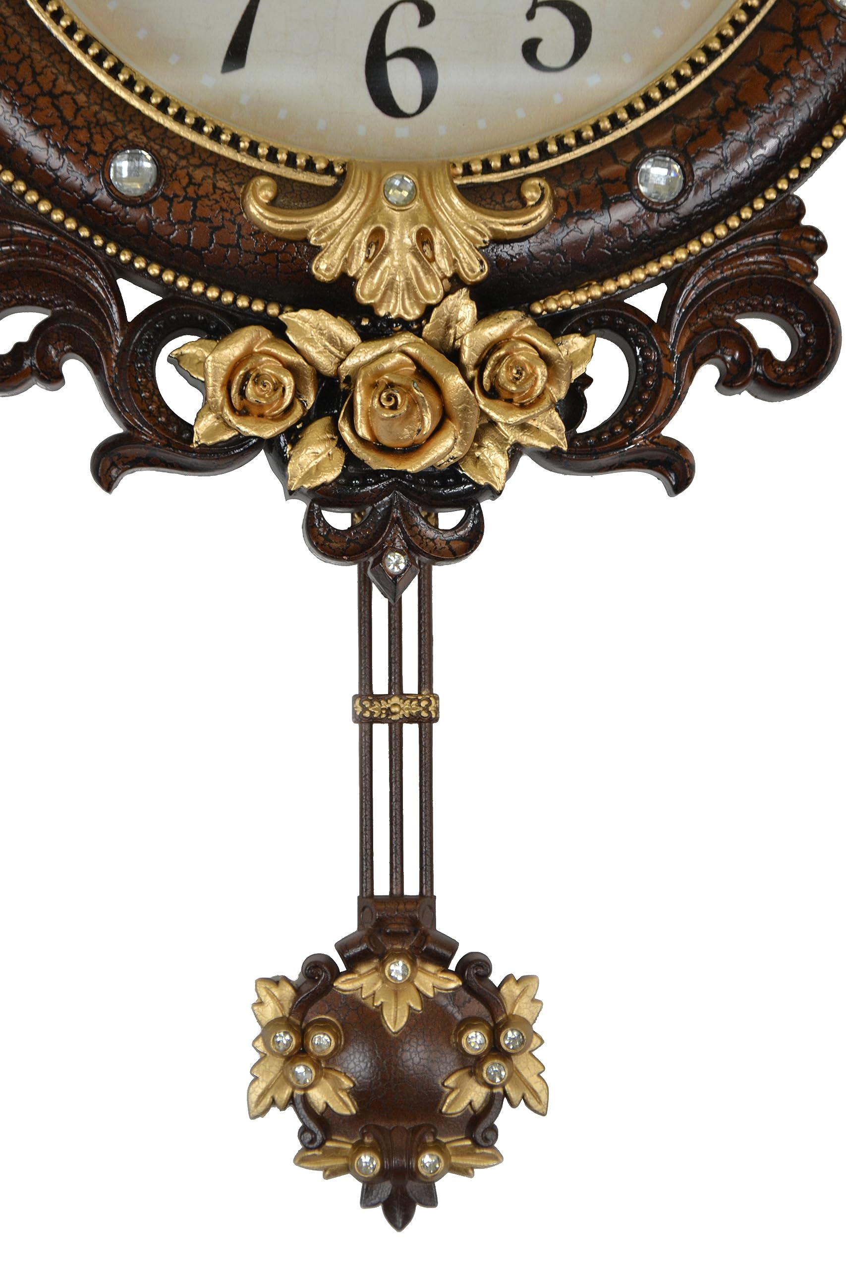 Brown and Gold Pendulum Wall Clock