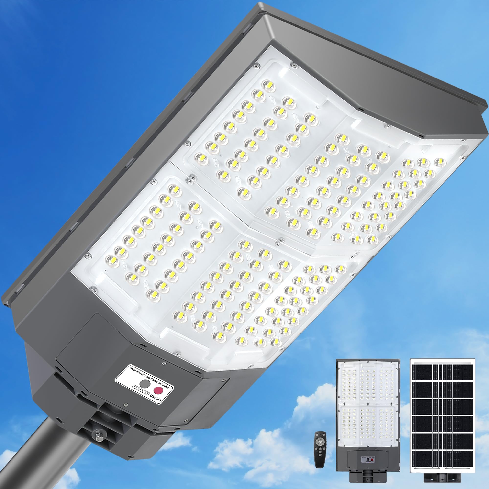 Street Lights Outdoor, 650000LM 7000K Solar Parking Lot Lights Dusk