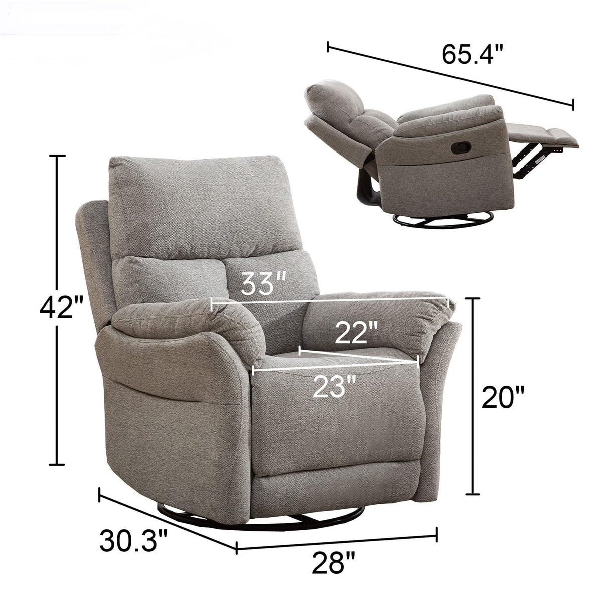 LullaNest Swivel Glider Recliner Chair for Nursery & Living Room