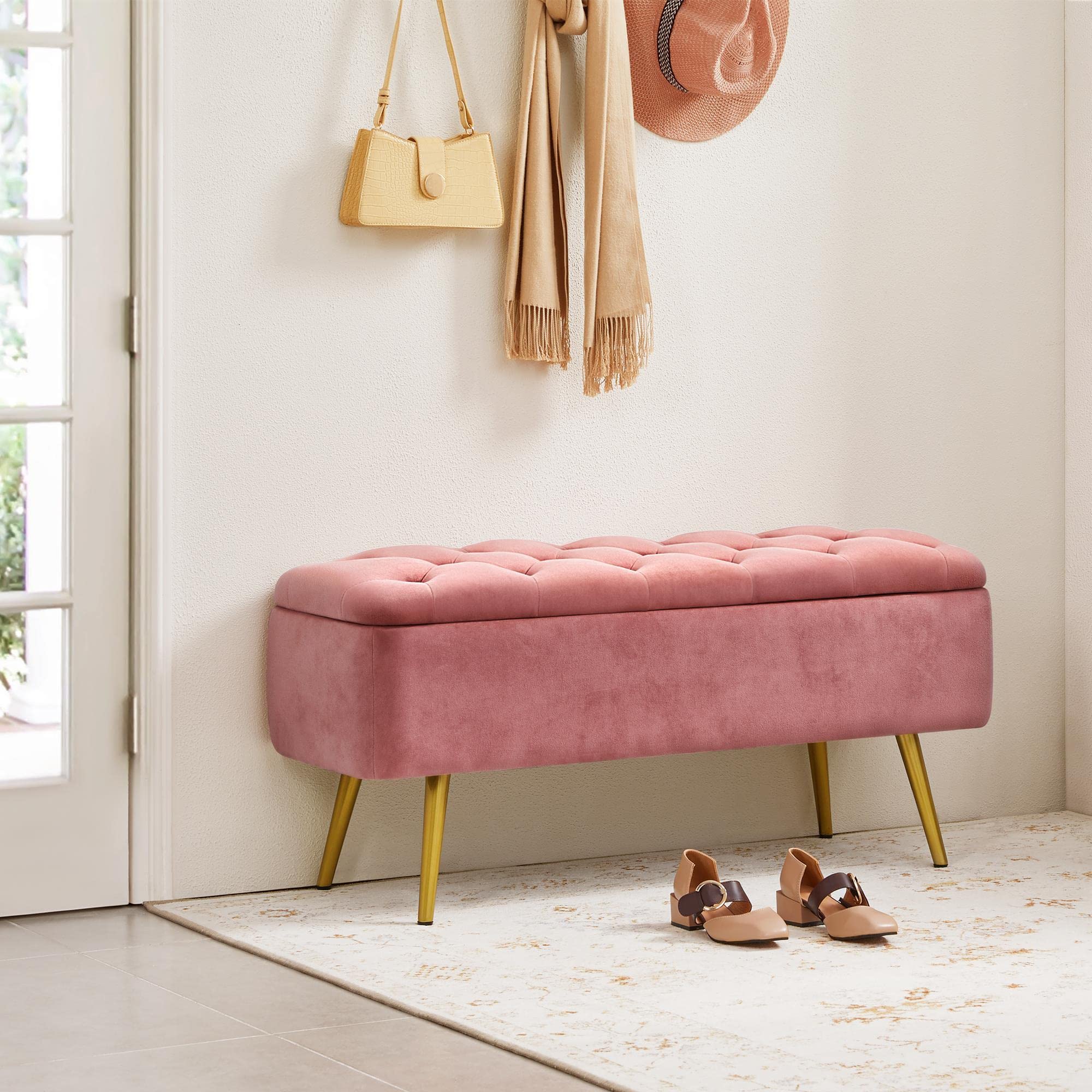 Modern Ottoman Footstool Bench with Storage Bench