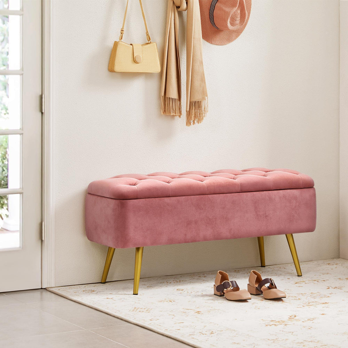 Modern Ottoman Footstool Bench with Storage Bench