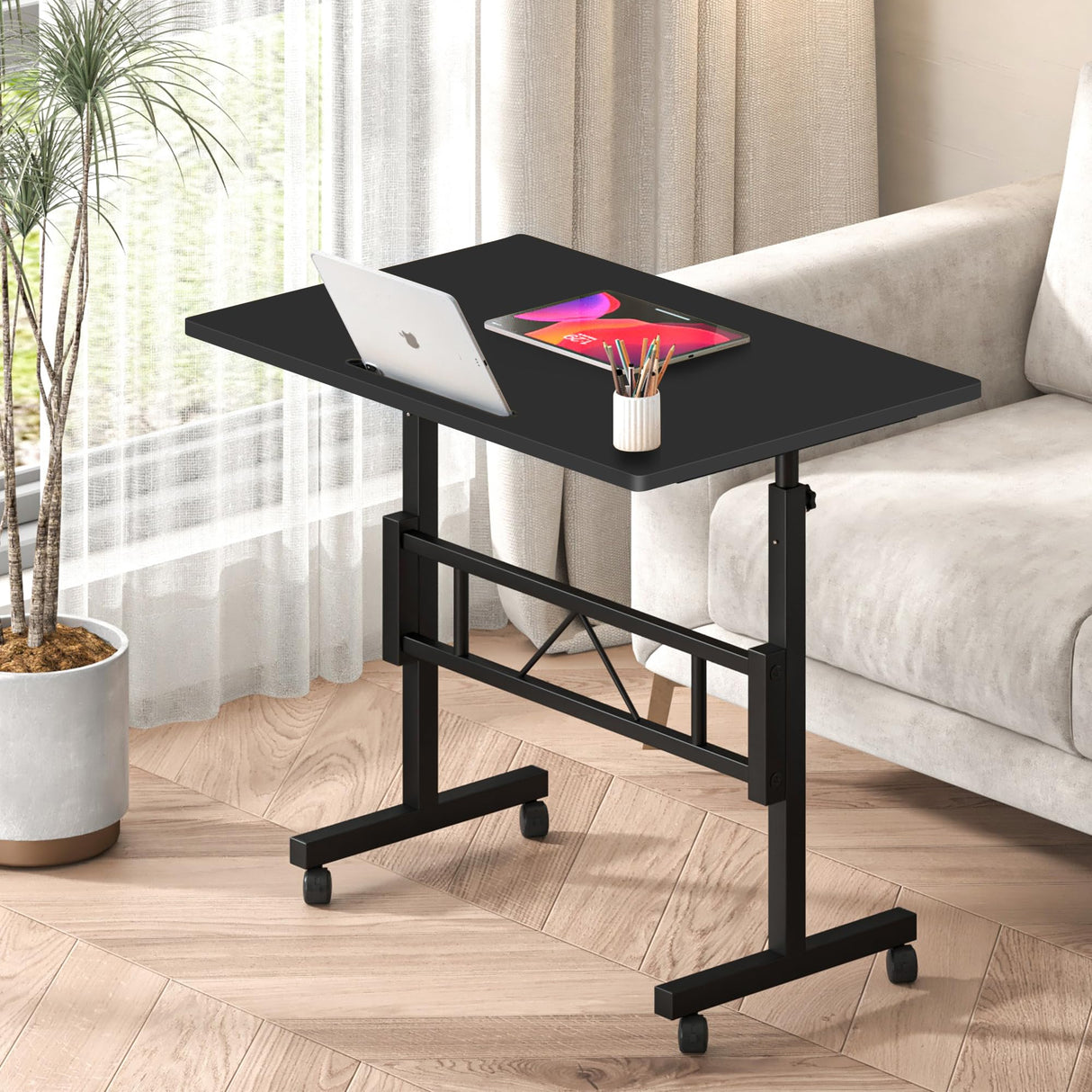 Small Standing Desk Adjustable Height for Sitting and Standing, Portable Laptop Table