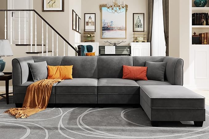 6 Pieces Sectional Couch Modular Sofa with Reversible Chaise