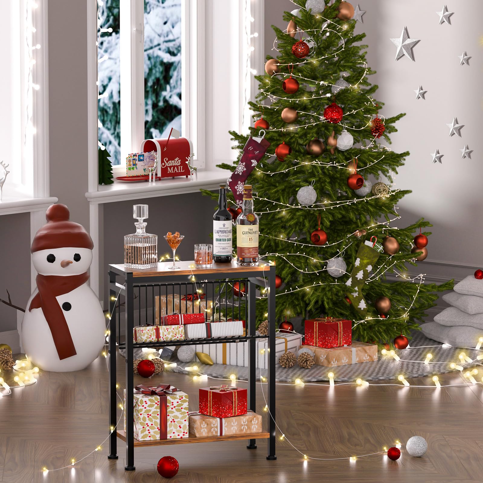 SlimFit 3-Tier Snack & Side Table with Magazine Rack