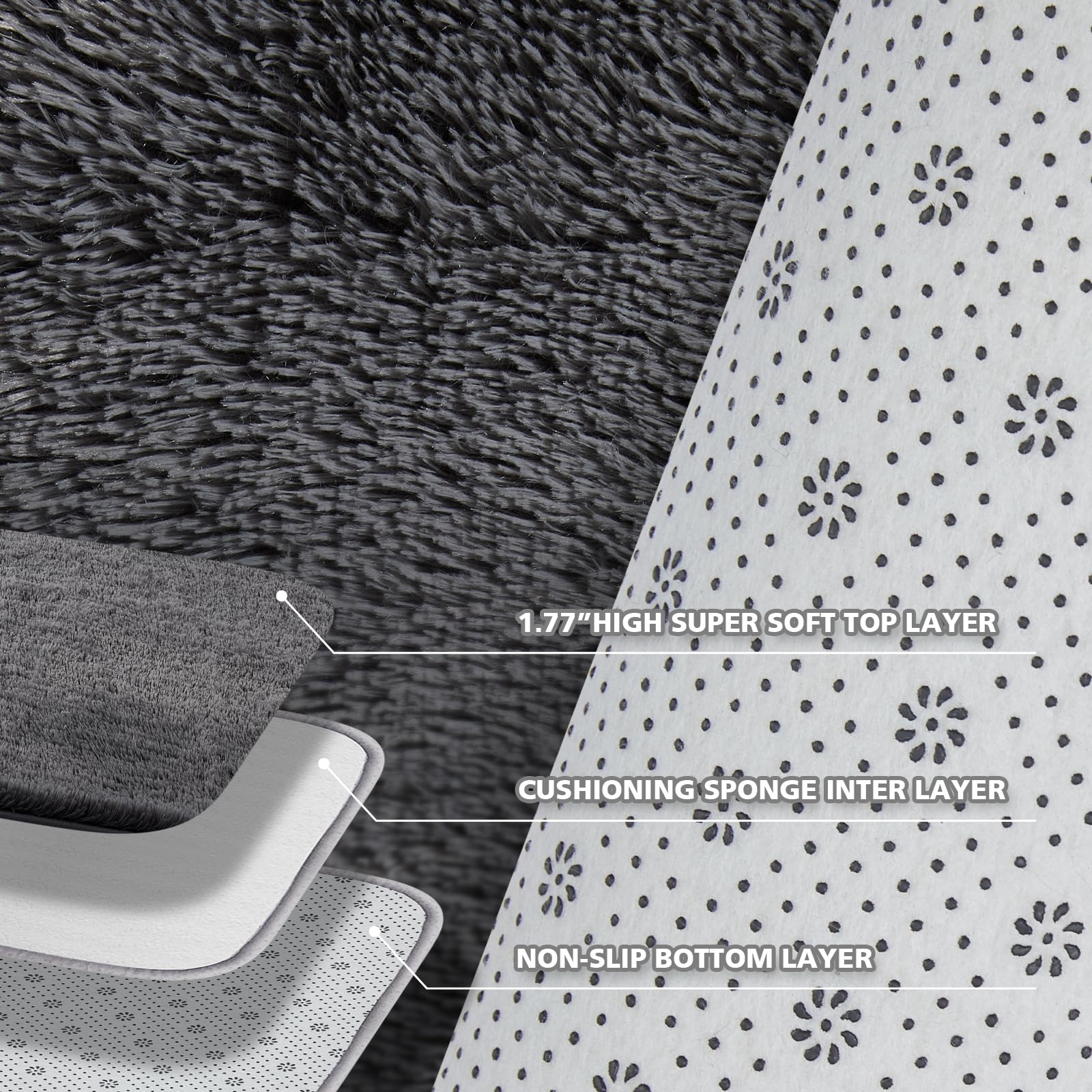 8x10 Area Rugs for Living Room, Luxury Fluffy Shag Fuzzy Plush Soft Modern Area Rugs