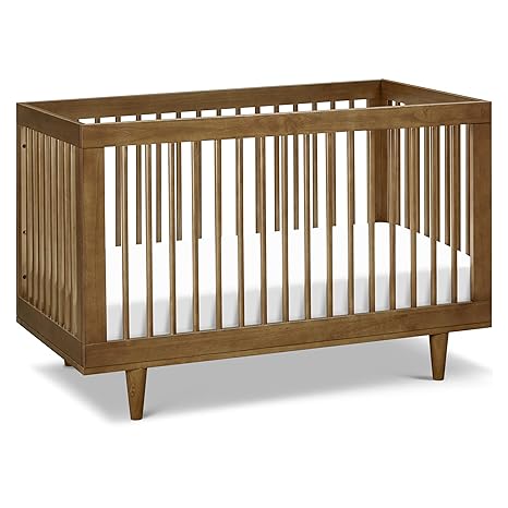Marley 3-in-1 Convertible Crib in White Finish and Walnut Legs