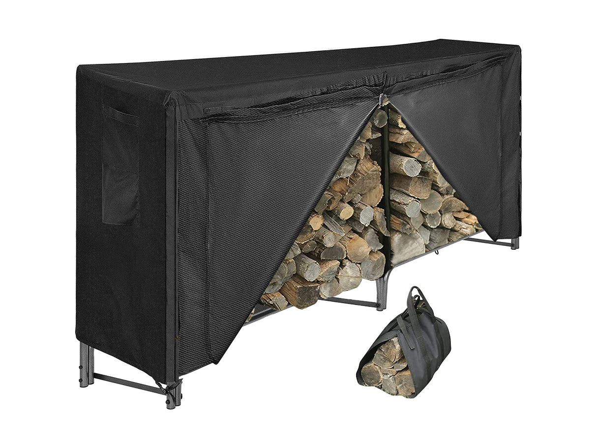 Indoor & Outdoor Firewood Rack with Waterproof Cover - Heavy Duty Log Storage