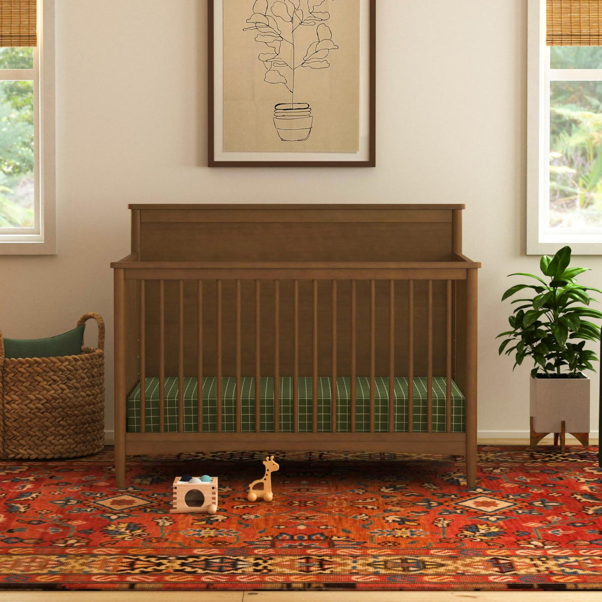 4-in-1 Convertible Crib in Walnut, GREENGUARD Gold Certified