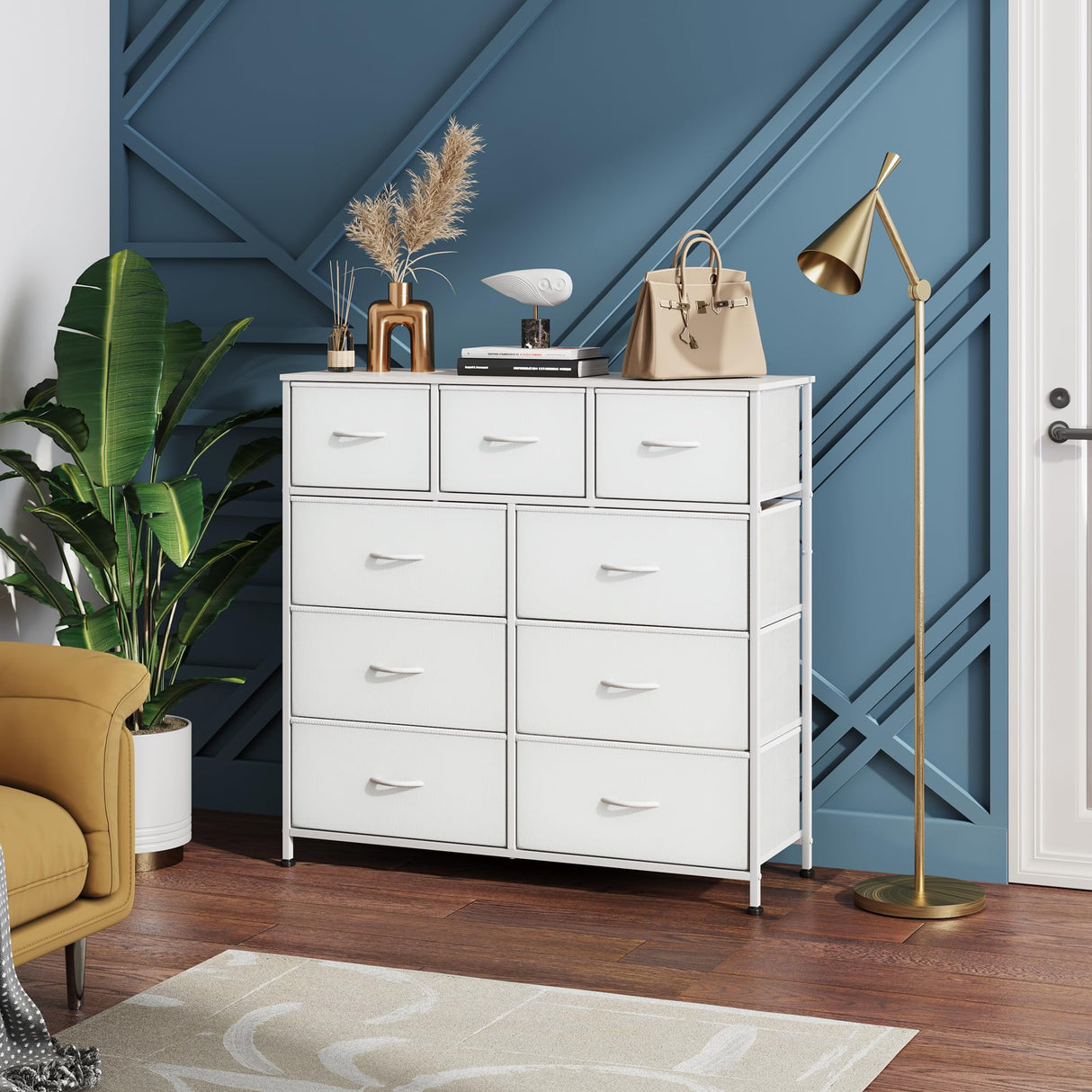 Dresser for Bedroom with 9 Drawers, Tall Fabric Chest of Drawers Storage Organizer