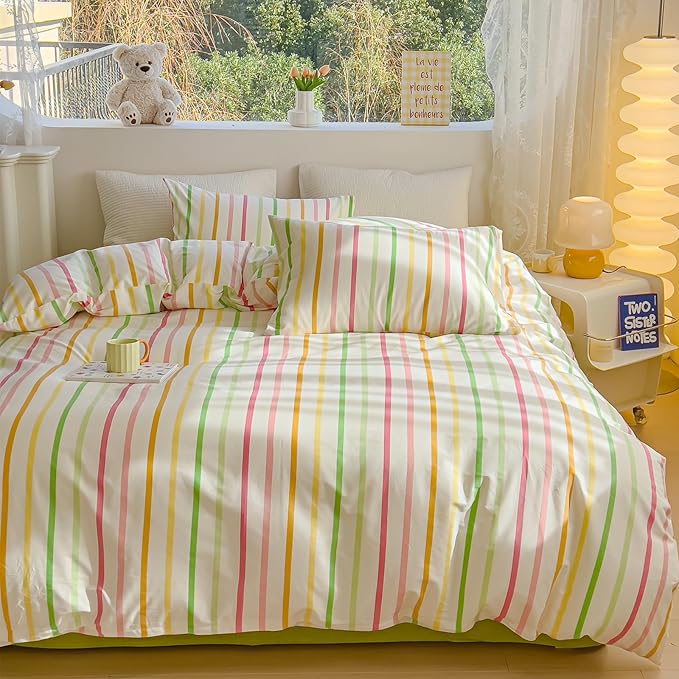 Plaid Duvet Cover Set Queen 100% Cotton Bedding Black and White Grid Checkered Print