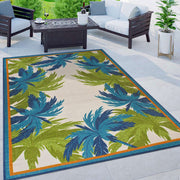 Tropical Floral Border Non-Shedding Outdoor Rugs for Deck,Patio,Backyard Indoor/Outdoor