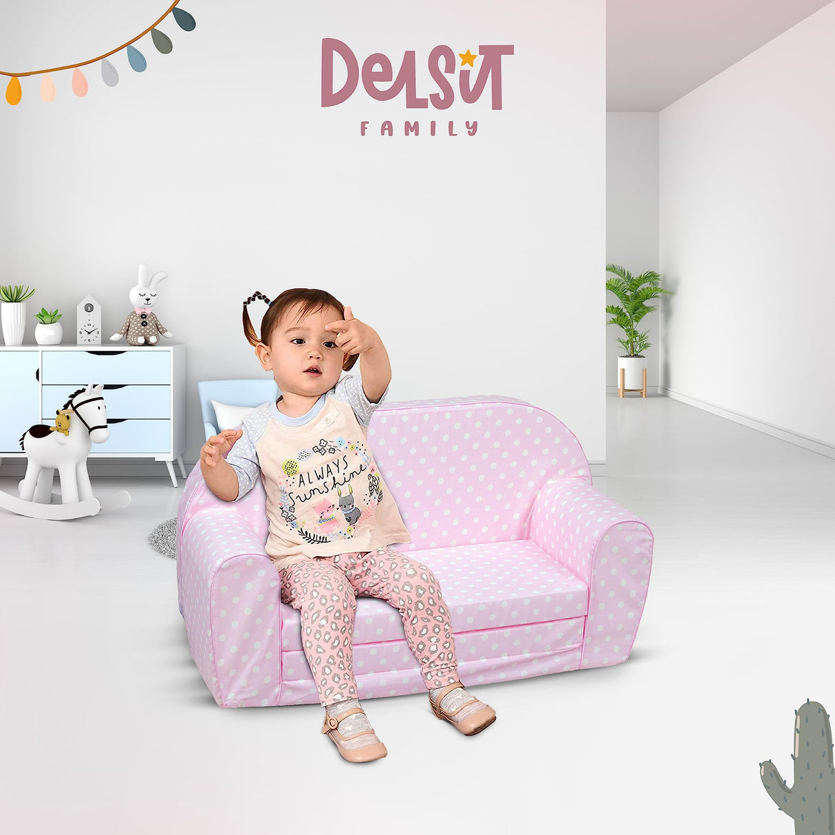 Couch & Kids Sofa - European Made Children's 2 in 1 Flip Open Foam Double Sofa - Kids