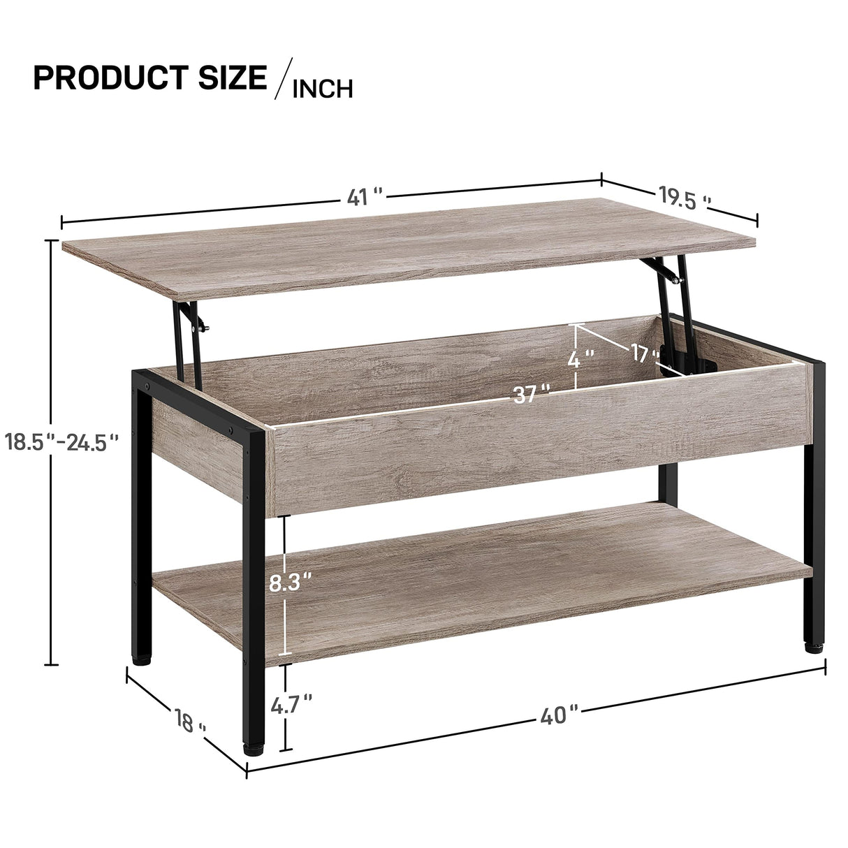 Lift Top Coffee Table Set of 3 for Living Room, Lift Up Center Table w/Hidden Storage