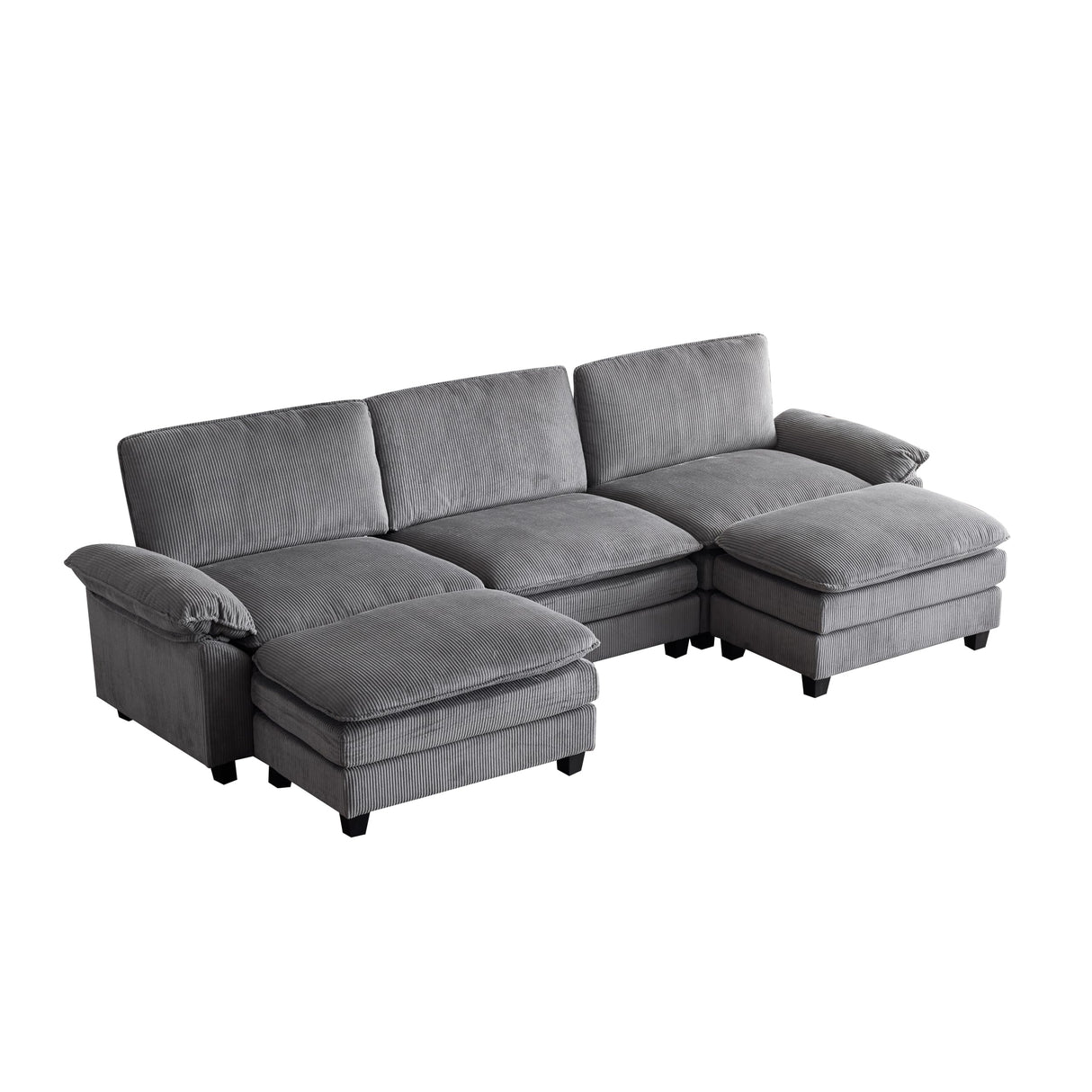 Sectional Sofa Modular Deep Seat Sofa Couch with Ottoman