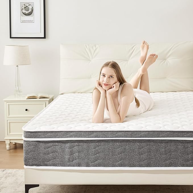 Queen Size Mattresses 12 Inch Hybrid Mattress - Pocketed Coils - Targeted Pressure Relief