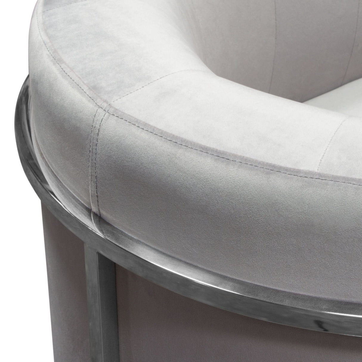 Accent Chair with Stainless Steel Frame in Grey Velvet