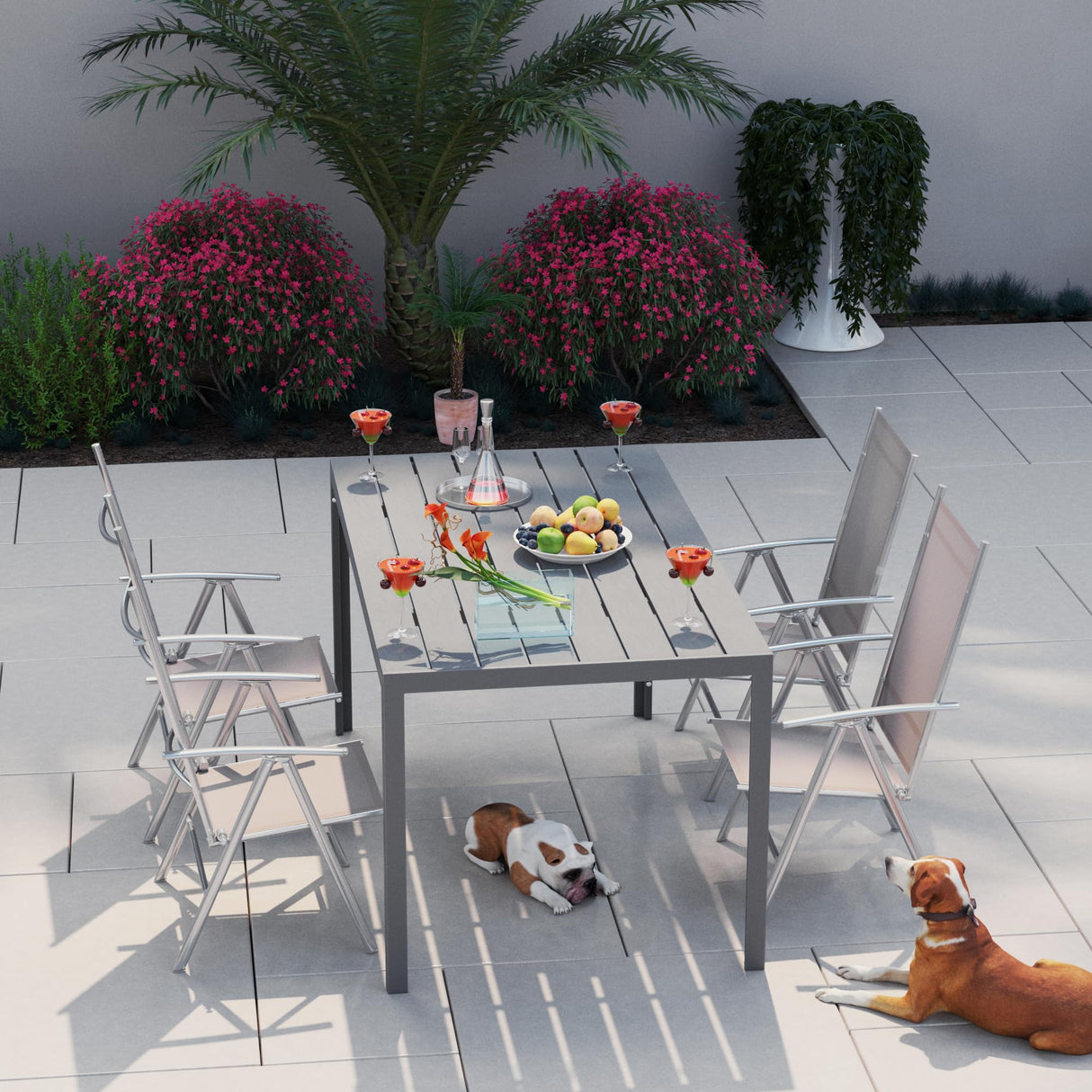 Outdoor Dining Table for 6 Person, 55ā Weather-Resistant Patio Dining Table