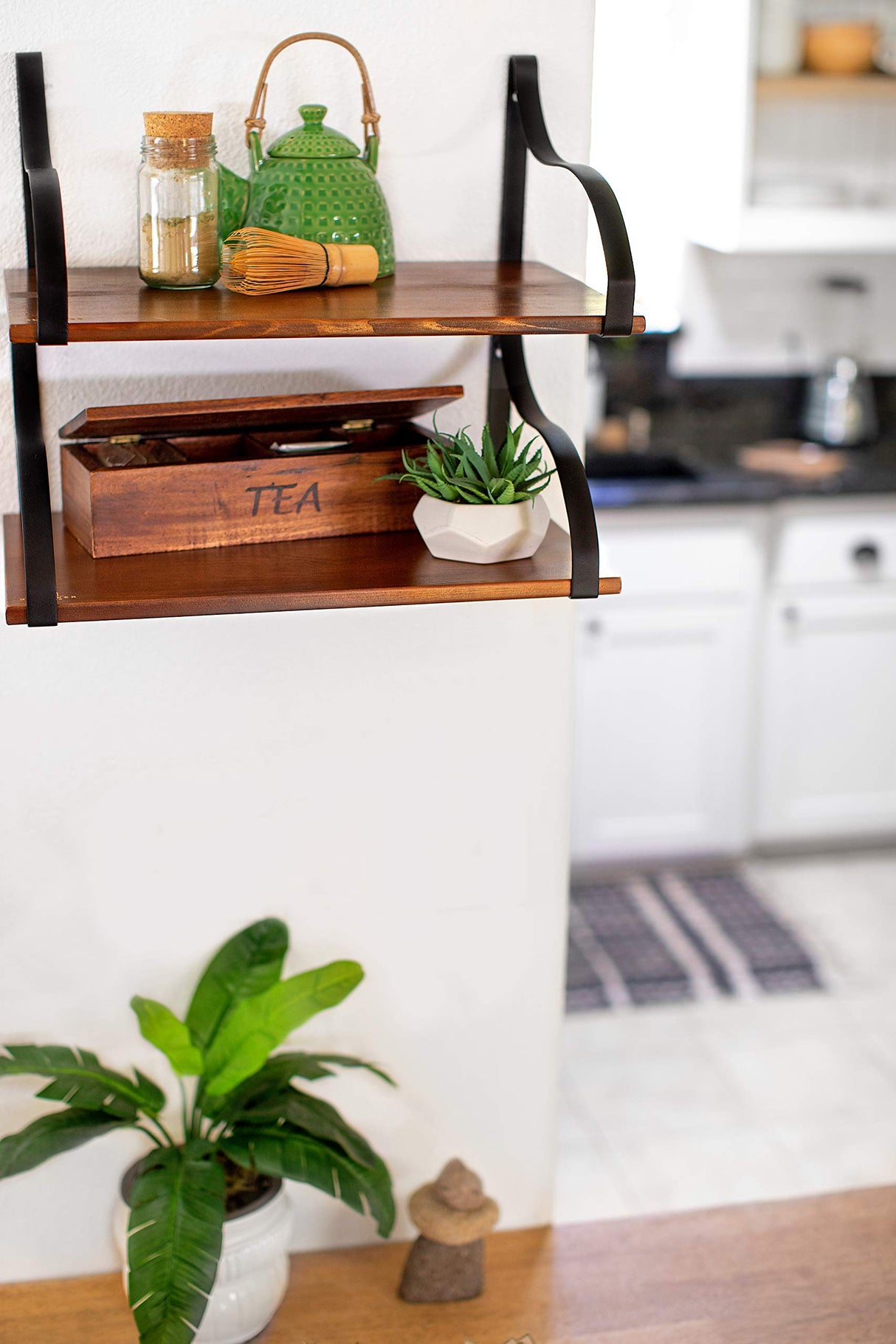 Floating Wall Shelves with Brackets, Solid Wood, Rustic Wall Mounted Large Shelving