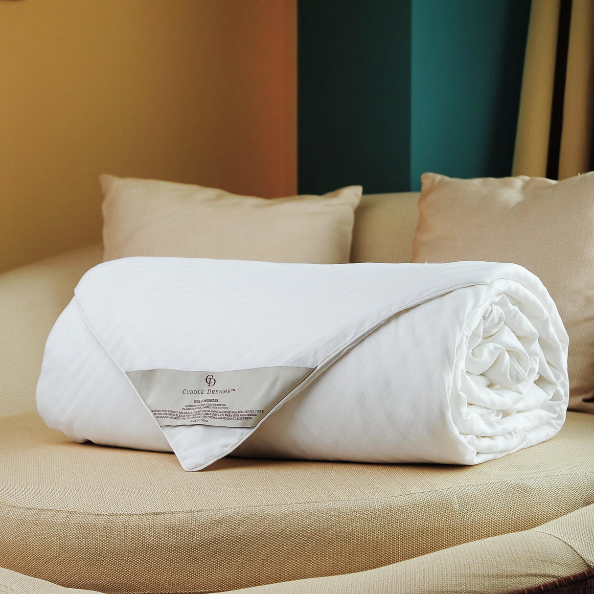 Silk Comforter for Spring/Summer/Fall, 100% Long-Strand Silk Filling, Natural & Breathable (King Size)