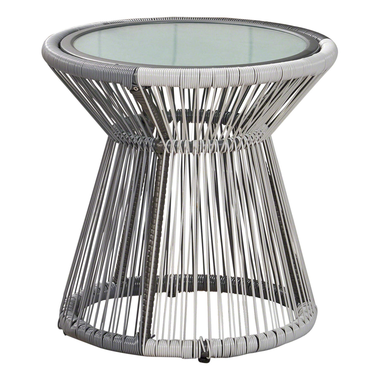 Aiden Outdoor Wicker Side Table with Glass Top