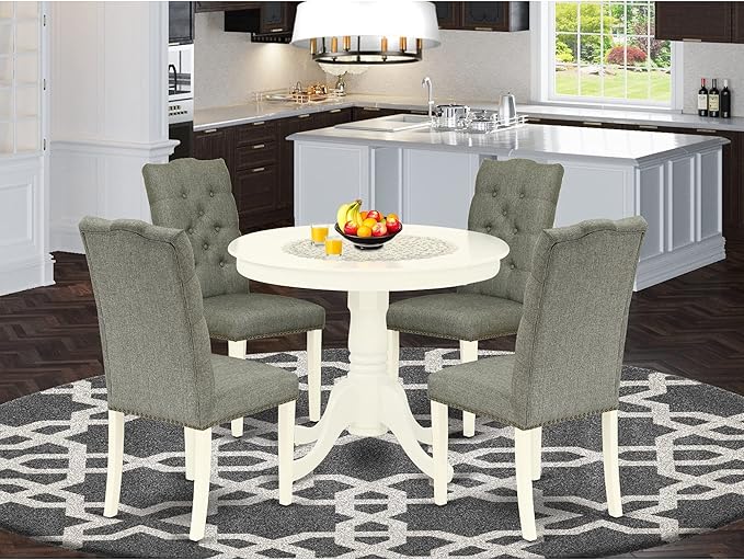 ANEL5-AWA-05 5 Piece Modern Dining Table Set Includes a Round Dining Room Table