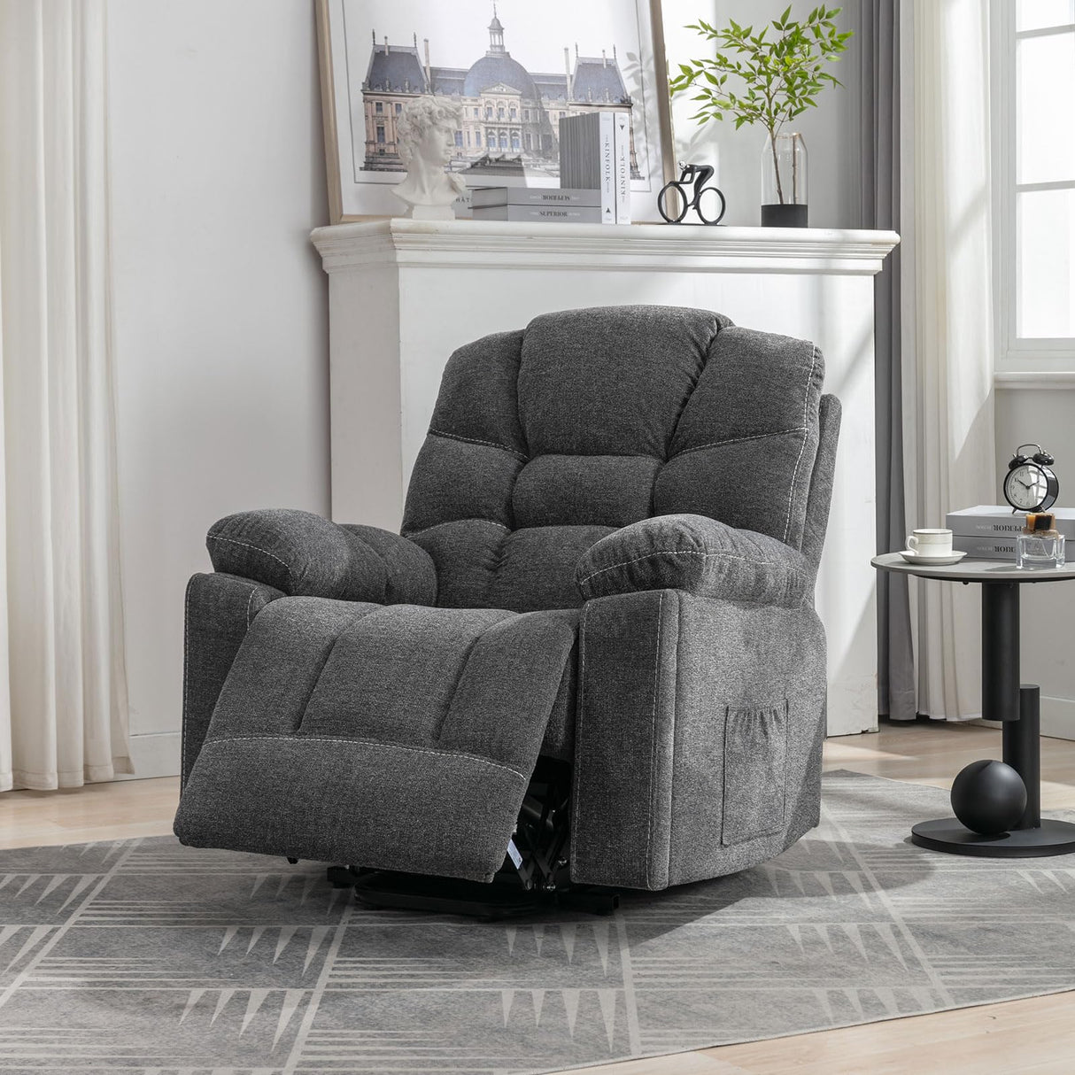 Power Lift Recliner Chair with Massage and Heat, Large Comfortable Chenille
